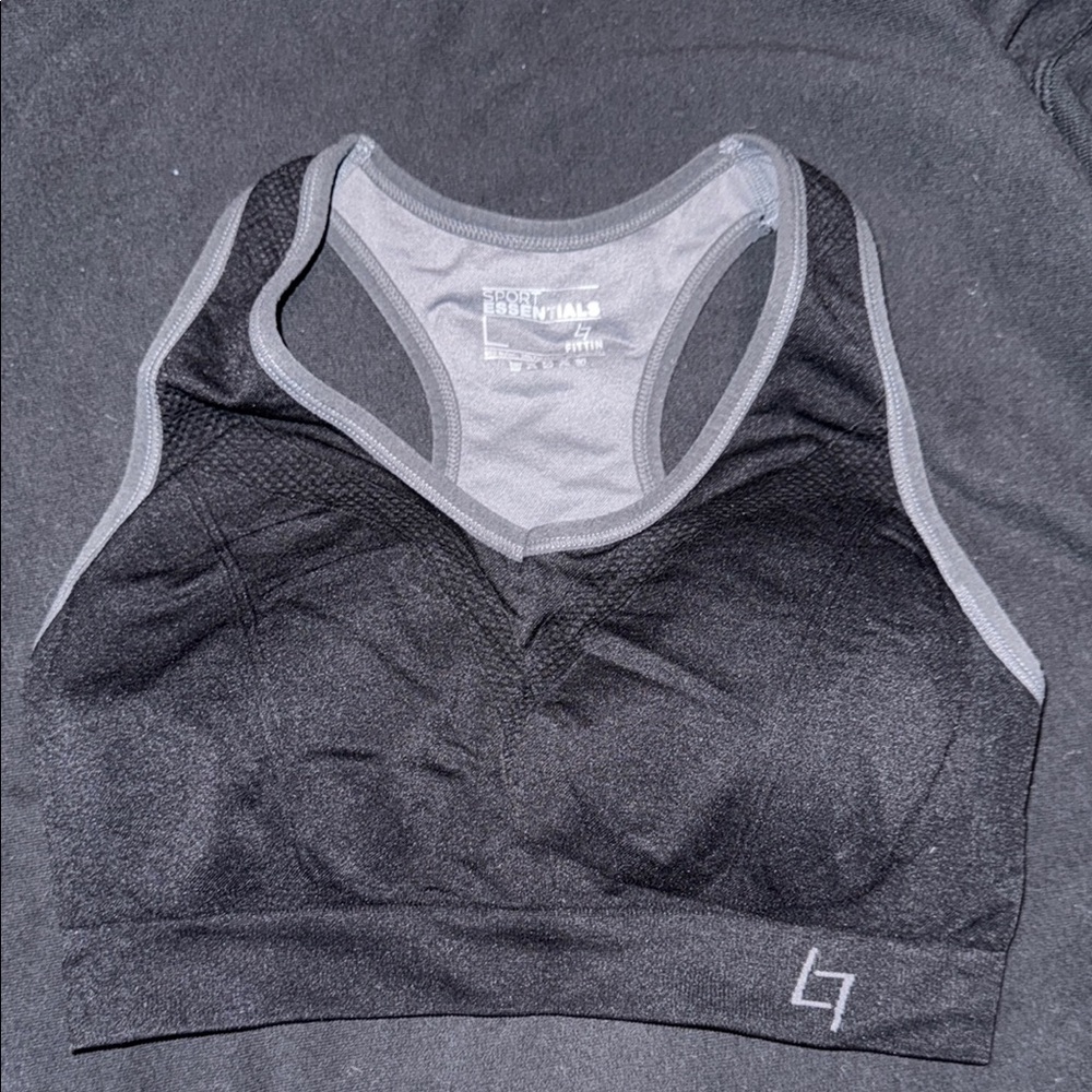 Essentials Black and Gray Sports Bra